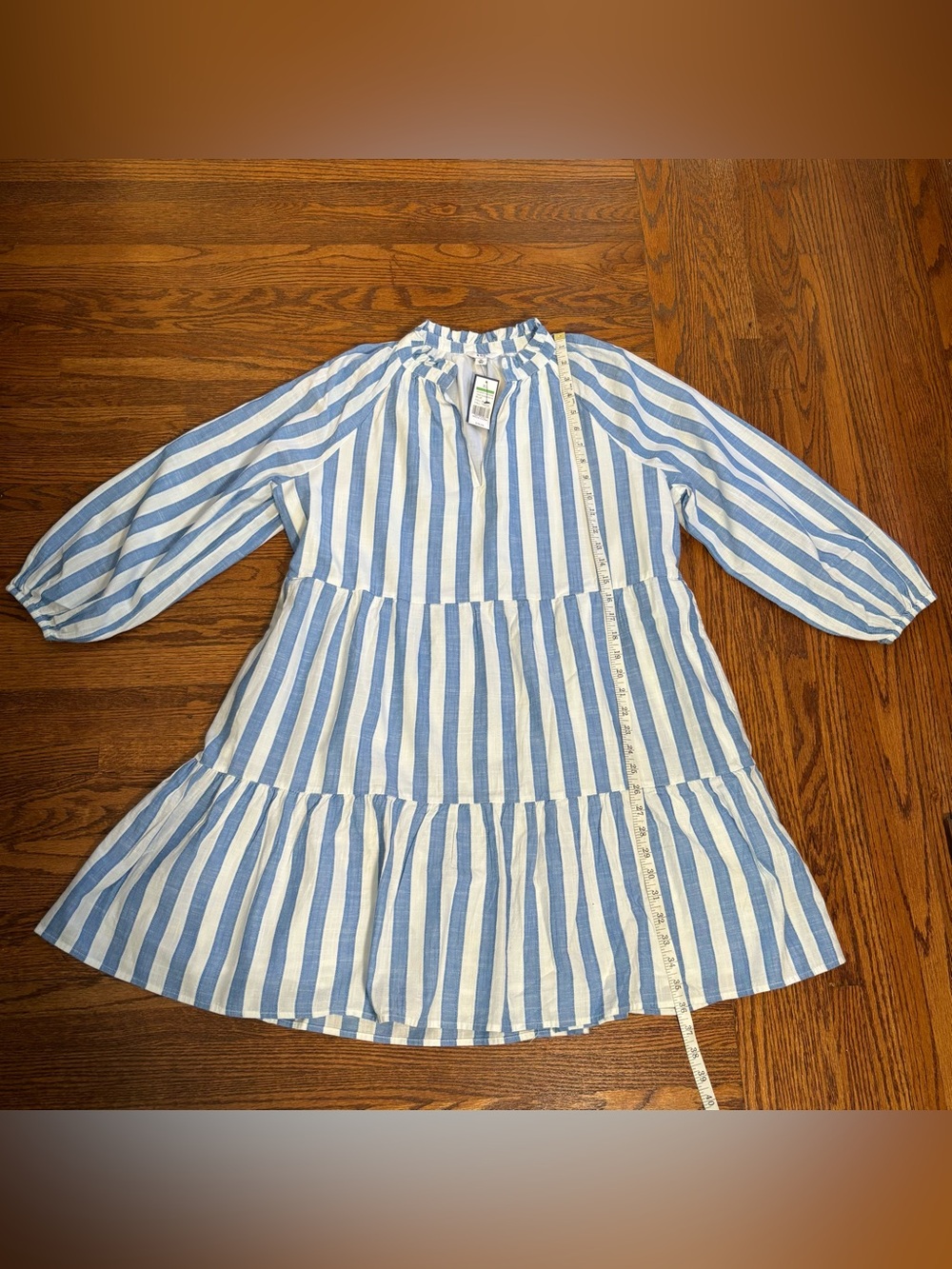 crown & ivy Blue and White Striped Tiered Dress - NWT